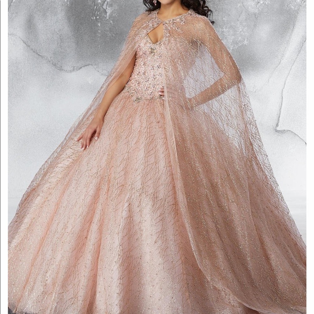 Beaded Bodice on a Patterned Glitter Mesh Ballgown